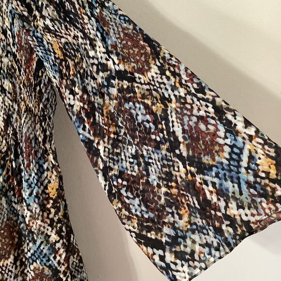 Spense Western Boho Multicolor Snakeskin Oversized Sheer Peasant Blouse Medium - Picture 8 of 12
